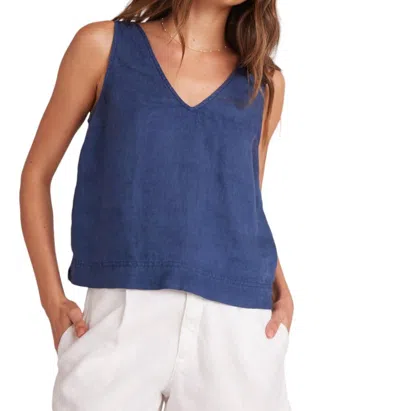 BELLA DAHL SLEEVELESS BUTTON BACK V-NECK TOP IN BRAZILIAN NAVY