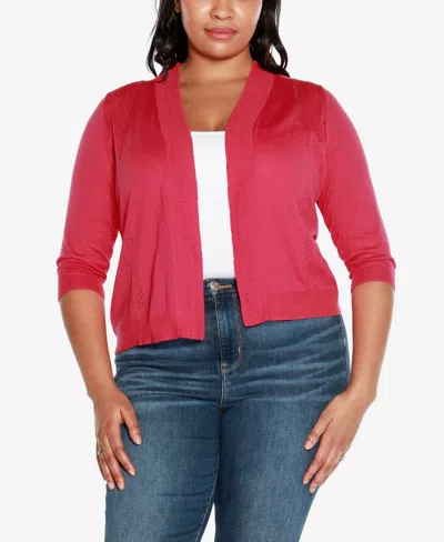 BELLDINI PLUS SIZE 3/4 SLEEVE OPEN CARDIGAN SWEATER