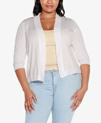 BELLDINI PLUS SIZE 3/4 SLEEVE OPEN CARDIGAN SWEATER