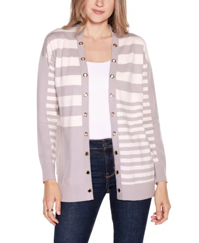 BELLDINI WOMEN'S BLACK LABEL COLORBLOCKED OPEN-FRONT CARDIGAN SWEATER