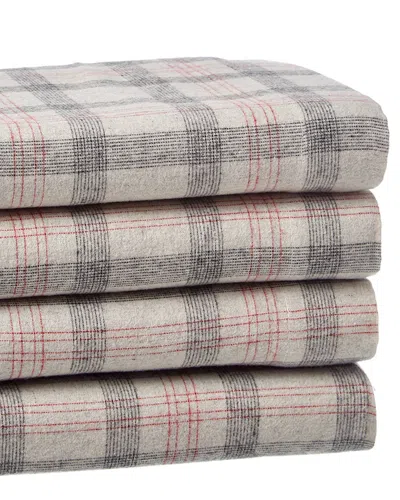 BELLE EPOQUE BELLE EPOQUE PLAID FLANNEL GREY RED SHEET SET