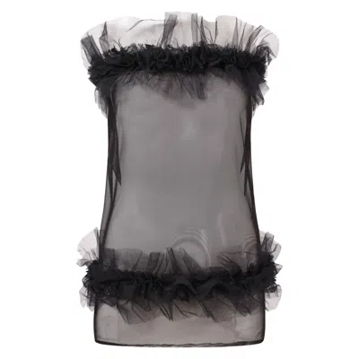 BELLE-ET-BONBON WOMEN'S BLACK DAKOTA TUBE RUFFLE  MESH DRESS