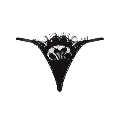 BELLE-ET-BONBON WOMEN'S VALENTINES BLACK LACE  SUPER SOFT EYELASH-LACE THONG GIFT WRAPPED