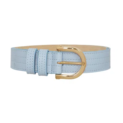 BELTBE WOMEN'S ARCH GOLD METAL BUCKLE LEATHER BELT - BABY BLUE