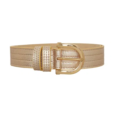 BELTBE WOMEN'S ARCH GOLD METAL BUCKLE LEATHER BELT - METALLIC GOLD