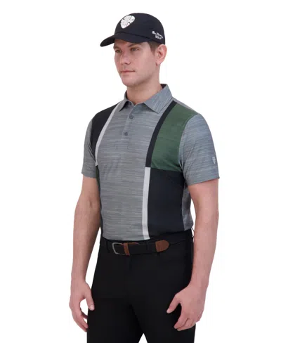 BEN SHERMAN MEN'S COLOR BLOCK MELANGE TECH JERSEY SPORTS FIT POLO SHIRT