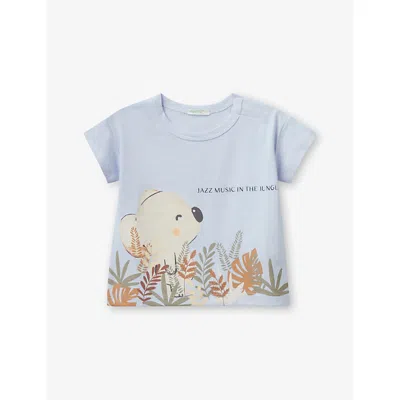 BENETTON LIGHT BLUE POWDER KOALA-PRINT SHORT-SLEEVE COTTON-JERSEY T-SHIRT 1-18