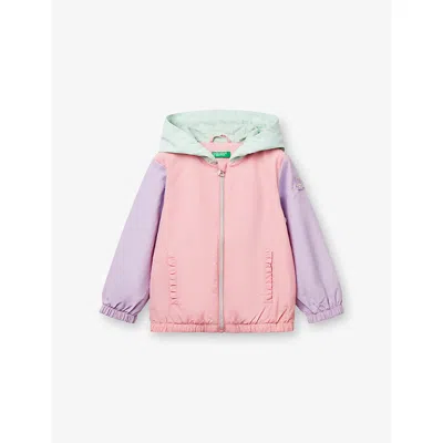 BENETTON MULTICOLOR HOODED JERSEY-LINED SHELL RAIN JACKET 18 MONTHS - 6 YEAR