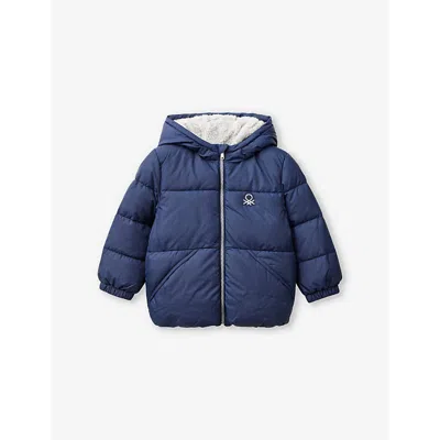 BENETTON NIGHT BLUE BRAND-EMBROIDERY PADDED SHELL JACKET 3