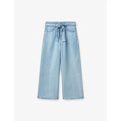 BENETTON SKY BLUE WIDE FIT DENIM JEANS WITH WAIST SASH 6-14