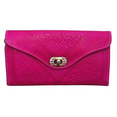 BERBER LEATHER WOMEN'S LEATHER TRI-FOLD PURSE PINK