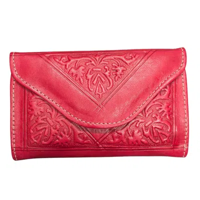 BERBER LEATHER WOMEN'S SMALL LEATHER TRI-FOLD PURSE RED