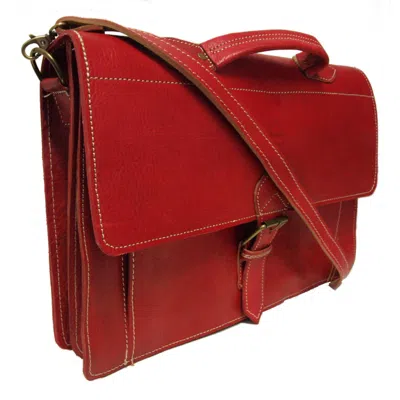 BERBER LEATHER WOMEN'S THE CASABLANCA LARGE SATCHEL IN RED