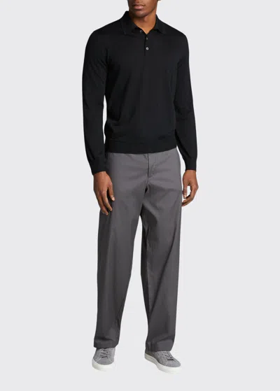 BERGDORF GOODMAN LONG-SLEEVE CASHMERE POLO SWEATER