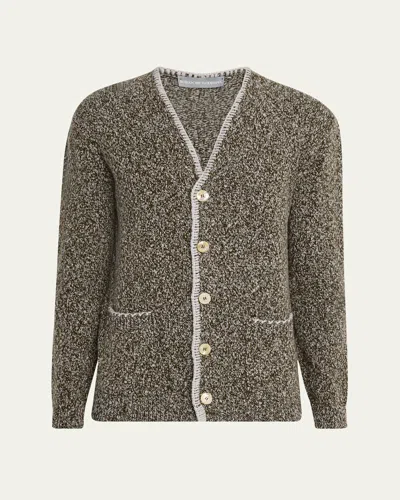 BERGDORF GOODMAN MEN'S CASHMERE AND WOOL BOUCLE CARDIGAN