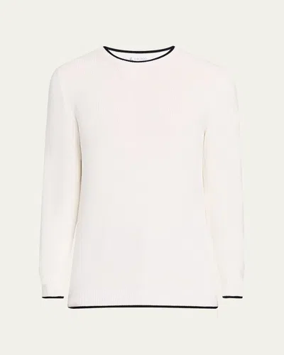 BERGDORF GOODMAN MEN'S TIPPED SILK-COTTON RIB SWEATER