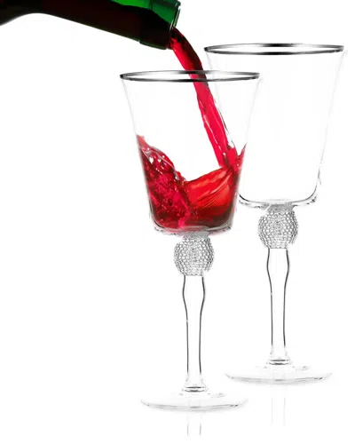 BERKWARE BERKWARE SET OF 2 WINE GLASSES WITH RHINESTONE DESIGN & RIM