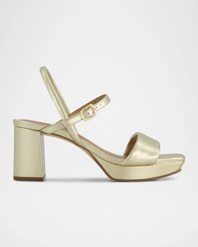 BERNARDO CANTO METALLIC LEATHER PLATFORM SANDALS