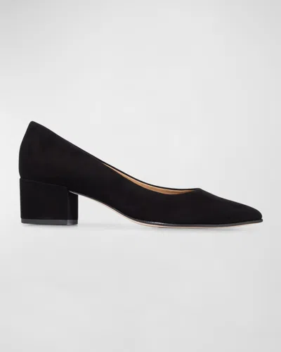 BERNARDO MILLIE SUEDE BLOCK-HEEL PUMPS