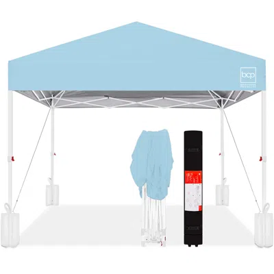 BEST CHOICE PRODUCTS 10X10FT EASY SETUP POP UP CANOPY W/ 1-BUTTON SETUP, WHEELED CASE, 4 WEIGHT BAGS