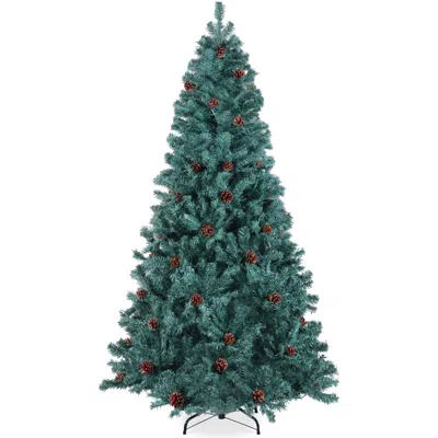BEST CHOICE PRODUCTS PRE-DECORATED HOLIDAY CHRISTMAS PINE TREE W/ METAL BASE - BLUE SPRUCE