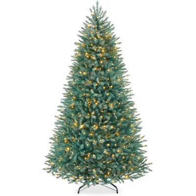 BEST CHOICE PRODUCTS PRE-LIT PREMIUM NORDIC FIR ARTIFICIAL FULL CHRISTMAS TREE W/2-IN-1 TWINKLE LEDS - BLUE SPRUCE