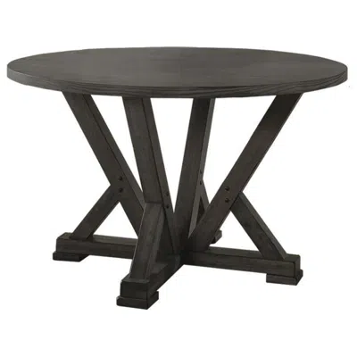 BEST MASTER FURNITURE BEST MASTER SOLID WOOD ROUND DINING TABLE IN ANTIQUE RUSTIC GRAY