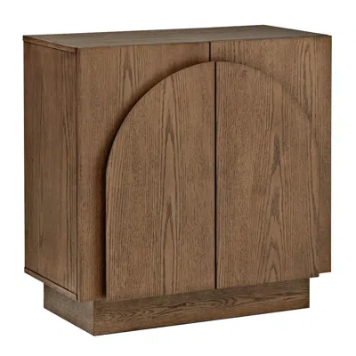 BEST MASTER FURNITURE QUESTA SCANDINAVIAN MID-CENTURY 2-DOOR CABINET WITH ARCH HANDLES, BROWN