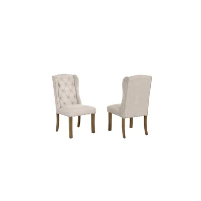 BEST QUALITY FURNITURE BEIGE DINING CHAIR WITH LINEN FABRIC (SET OF 2)