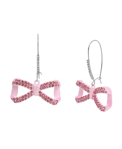 BETSEY JOHNSON FANCY BOW STONE DANGLE EARRINGS