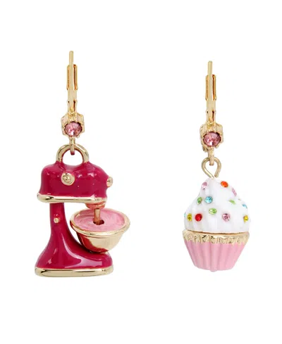 BETSEY JOHNSON FAUX STONE CUPCAKE MISMATCH DROP EARRINGS