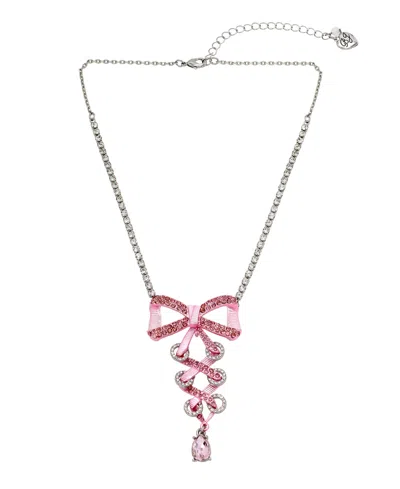 BETSEY JOHNSON FAUX STONE FANCY BOW CORSET PENDANT NECKLACE