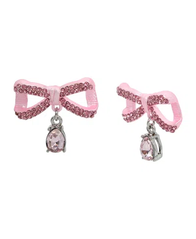 BETSEY JOHNSON FAUX STONE FANCY BOW DROP EARRINGS