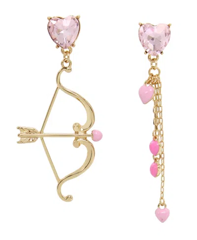 BETSEY JOHNSON FAUX STONE HEART ARROW MISMATCH EARRINGS