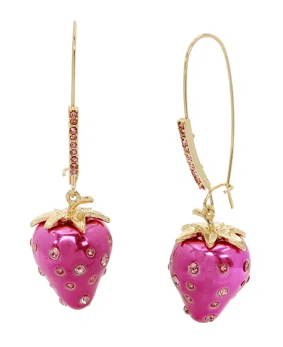 BETSEY JOHNSON FAUX STONE STRAWBERRY DANGLE EARRINGS