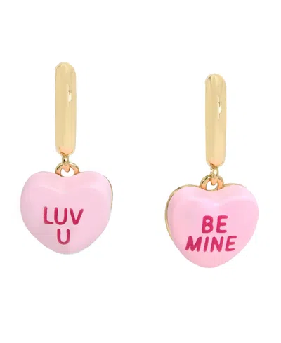 BETSEY JOHNSON PINK SWEETHEART CHARM HUGGIE EARRINGS