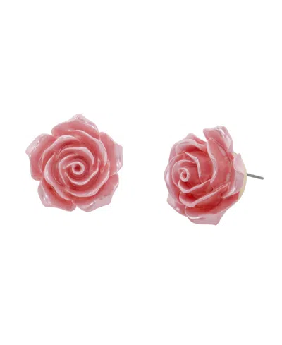 BETSEY JOHNSON PINK SWEETHEART ROSE STUD EARRINGS