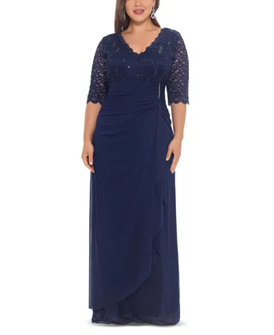 BETSY & ADAM B&A BY BETSY & ADAM PLUS SIZE V-NECK GOWN