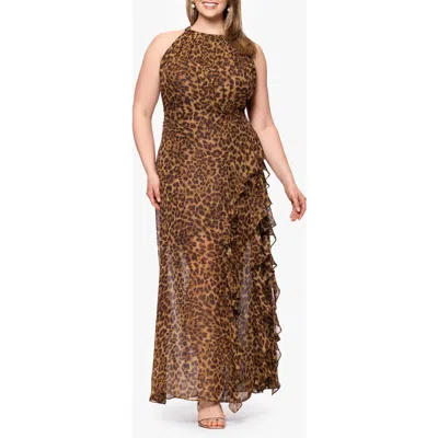 BETSY & ADAM BETSY & ADAM CHEETAH PRINT FLUTTER DRESS