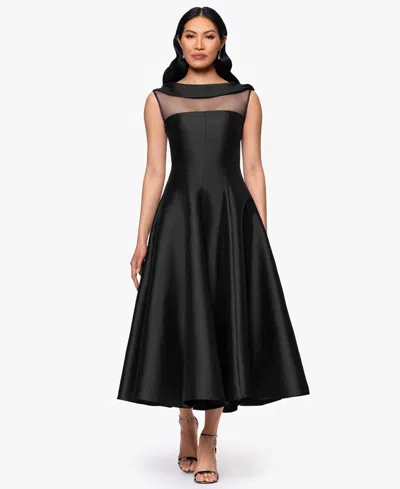 BETSY & ADAM WOMEN'S BOAT-NECK BOW-SHOULDER A-LINE DRESS