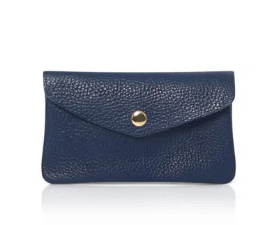 BETSY & FLOSS WOMEN'S GREY MEDIUM POPPER LEATHER PURSE IN NAVY