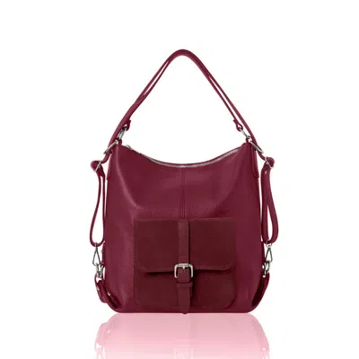 BETSY & FLOSS WOMEN'S RED SARNO BACKPACK AND TOTE BAG IN BURGUNDY