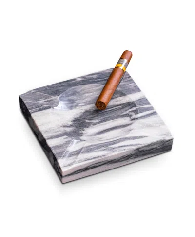 BEY-BERK HANDCRAFTED GENUINE MARBLE FOUR CIGAR ASHTRAY IN CARRERA MARBLE