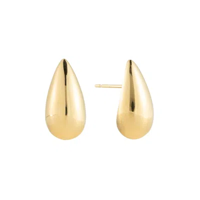 BEYJOU WOMEN'S GOLD TEARDROP DOME EARRINGS