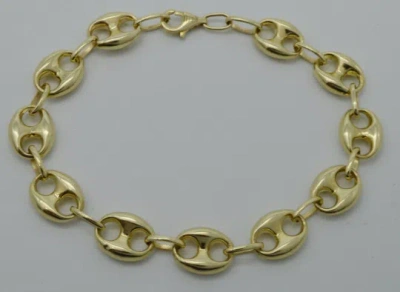 BH JEWELRY REAL 10K YELLOW GOLD 10 MM MENS PUFFED MARINER LINK CHAIN BRACELET 9.5GR