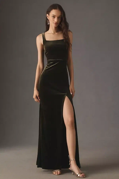 BHLDN BLAKE SQUARE-NECK STRETCH VELVET MAXI DRESS