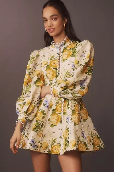 BHLDN KALI LONG SLEEVE LINEN FIT & FLARE DRESS