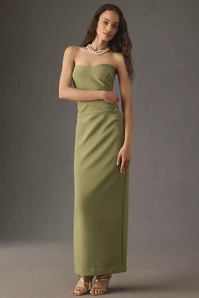 BHLDN PIPPA STRAPLESS SWEETHEART CREPE COLUMN MAXI DRESS