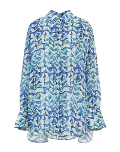 BIANCA GERVASIO BIANCA GERVASIO WOMAN SHIRT AZURE SIZE 16 SILK