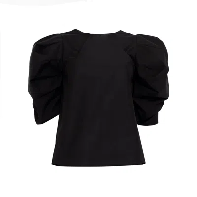 BIANCA POPP WOMEN'S VICTORIAN SLEEVES BLOUSE IN BLACK COTTON